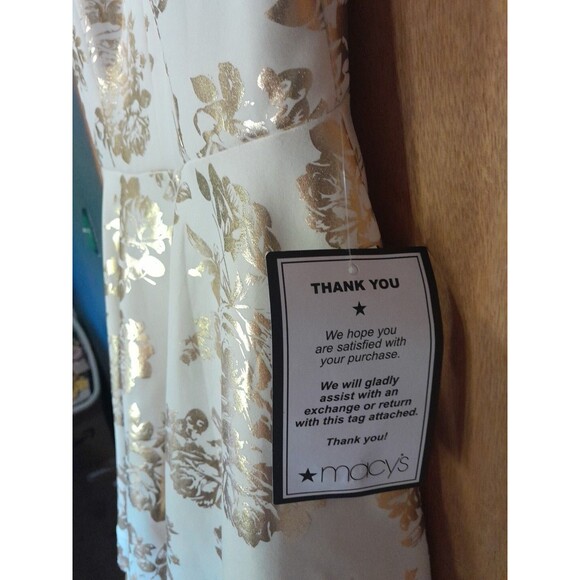 B Darlin Dress 13-14 Jr  Ivory-Gold Floral Fit-Flare Mini-NWT FROM Macys FORMAL - Picture 6 of 16